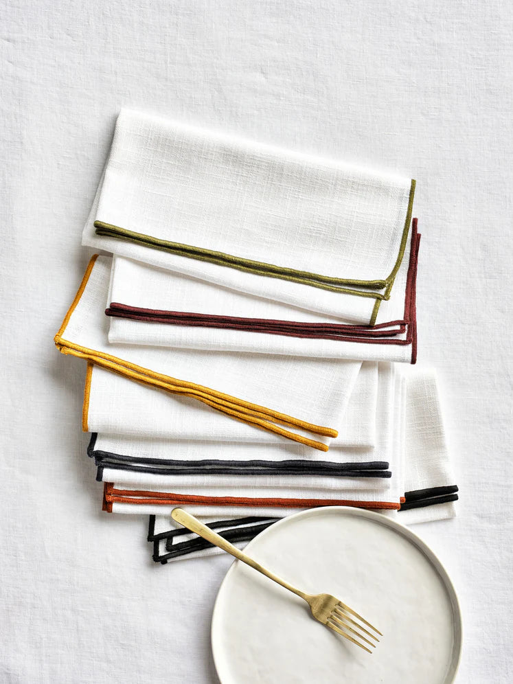 JEHROSE | Mercer Merrow Stitch Savanna Yellow Organic Cotton Napkin