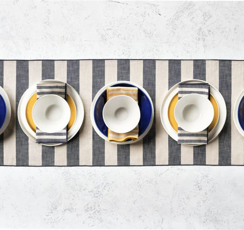 JEHROSE | Merrow Stitch Navy Blue Stripe Napkin