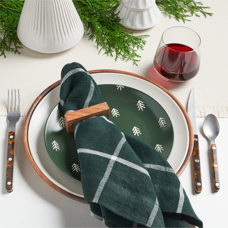 JEHROSE | Marin Green Windowpane EUROPEAN FLAX ‚Ñ¢-Certified Linen Napkin