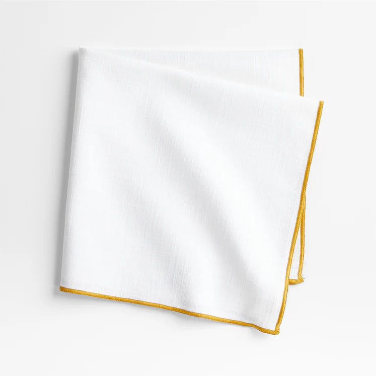 JEHROSE | Mercer Merrow Stitch Savanna Yellow Organic Cotton Napkin