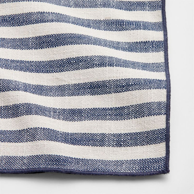 JEHROSE | Merrow Stitch Navy Blue Stripe Napkin